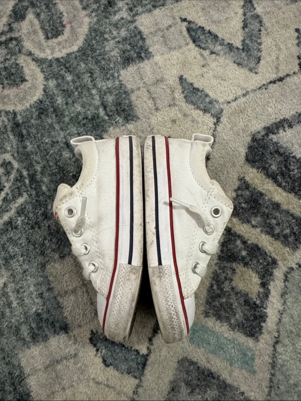 Converse Kids White Canvas Sneakers with Red Accent